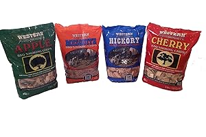 Western Smoking Chips Variety Pack: Apple, Mesquite, Hickory, and Cherry Wood Chips...
