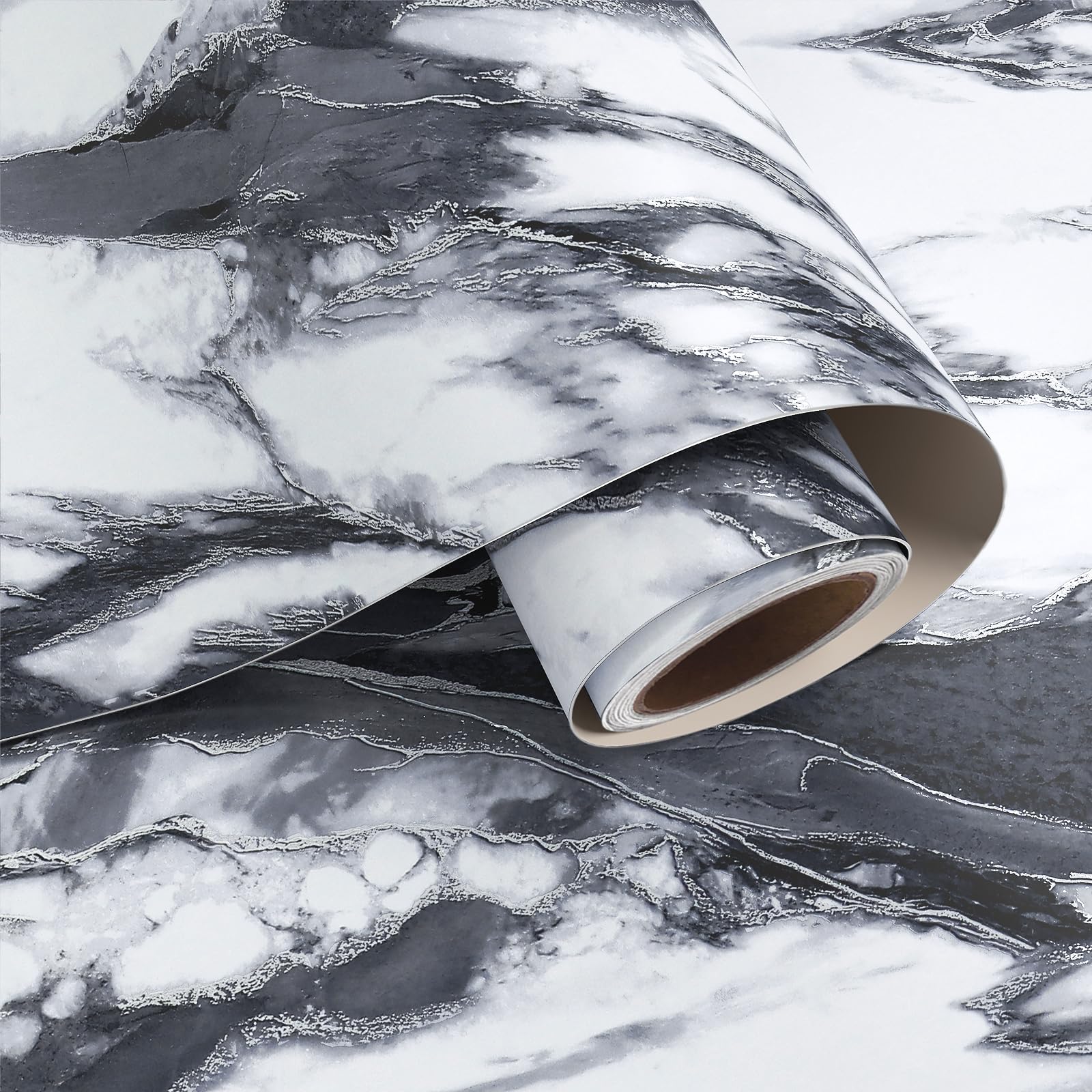 VaryPaper Carta da parati impermeabile effetto marmo bianco e nero, 81,3 x 299,7 cm di larghezza, per piani di lavoro, carta da parati da cucina, rimovibile, autoadesiva, in vinile, per armadi,
