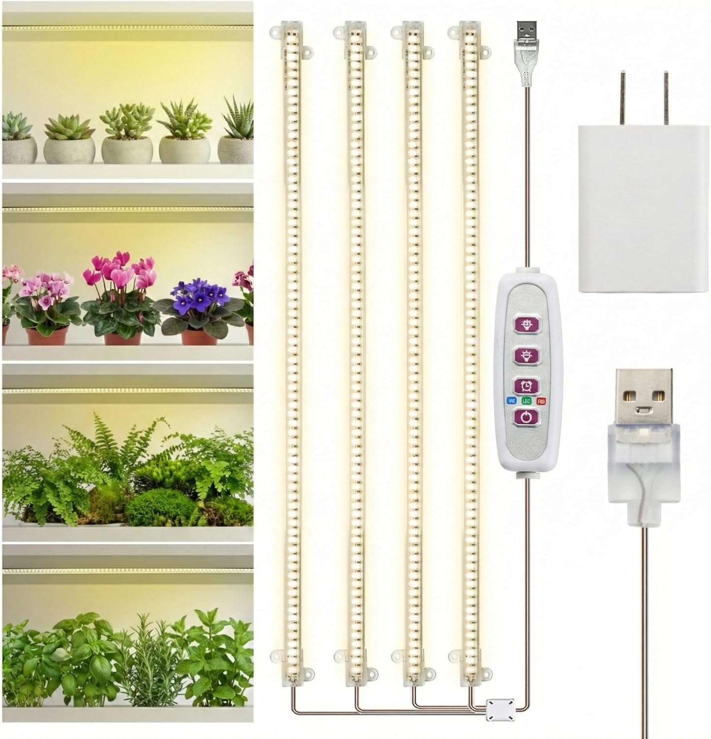 20" Full Spectrum LED Grow Light for Indoor Plants, 8/12/16H Timer & Dimmable Adjustable Grow Lamp, Hydroponics Growing System Lights, Seed Starting Indoor Greenhouse Plant Lamp, 16P