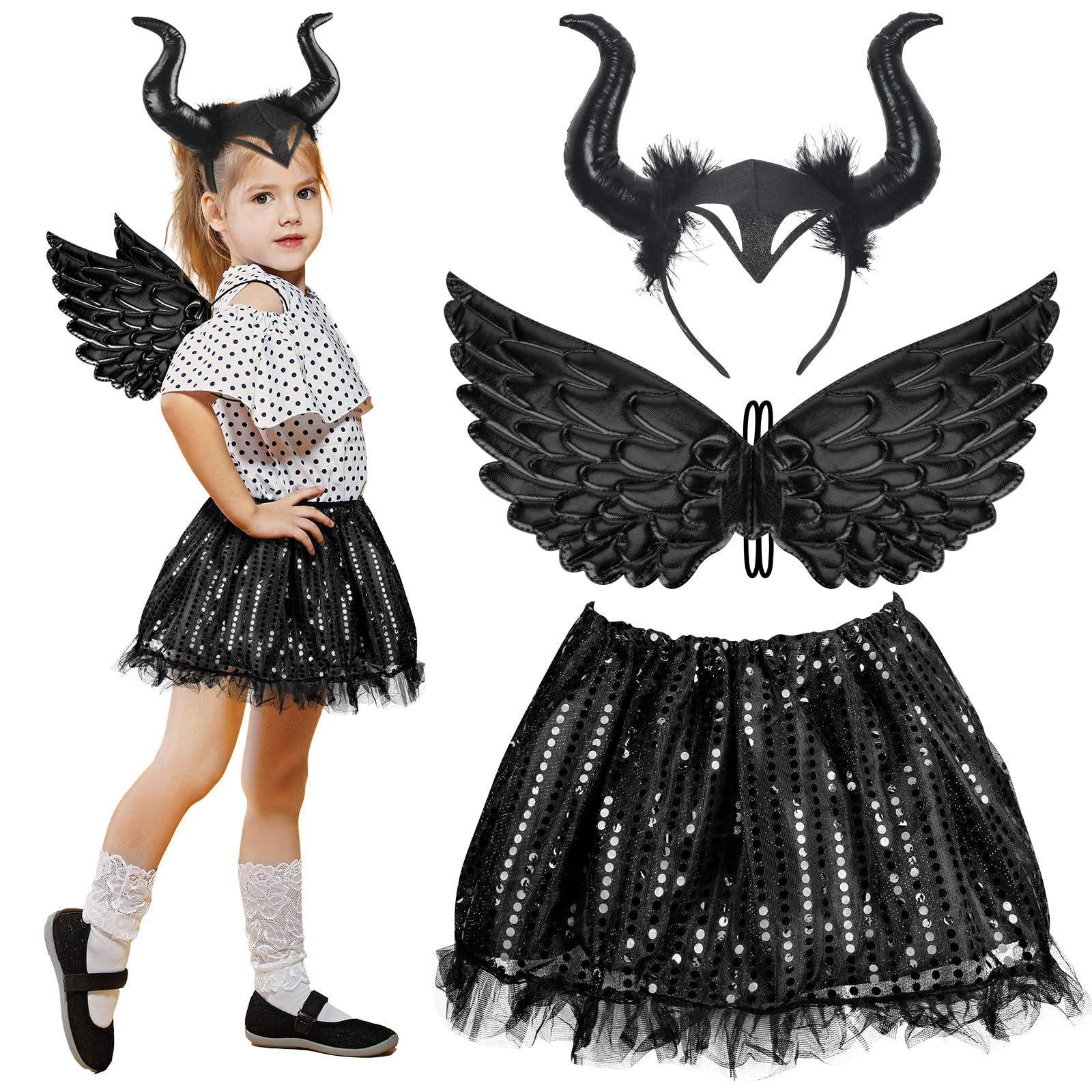 Mädchen Tütü Kleid Mit Ohren Haarreif – Karneval & Halloween Kostüm Für Prinzessinnen, In Größen M-XL (4-12 Jahre)