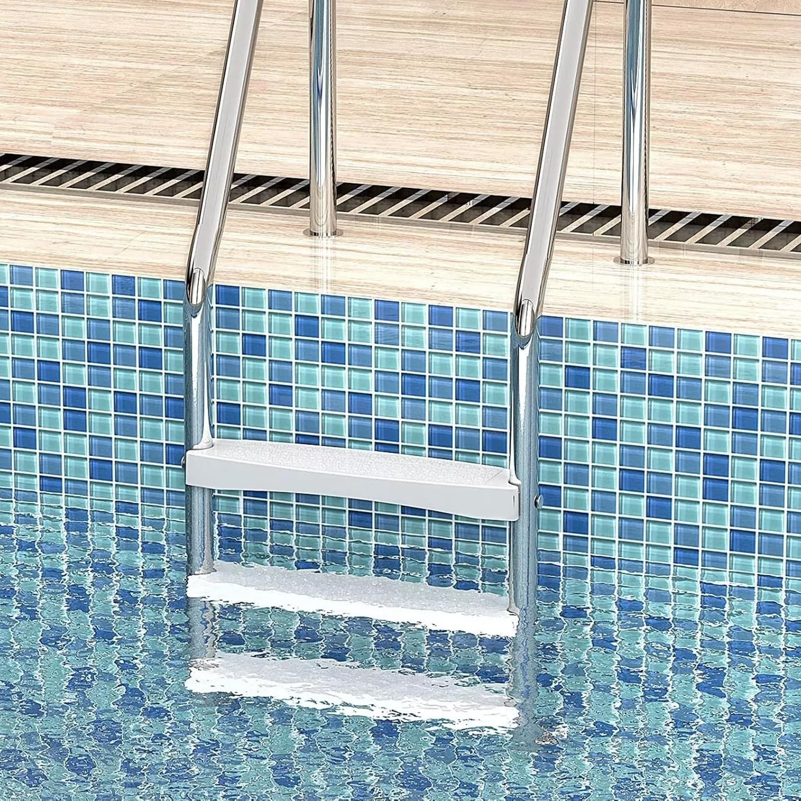 Poolleiter Stufen, Poolleiter Ersatzstufe für Gerade Stufen, Pool Ersatzstufe Kunststoffstufen mit Schrauben, Austausch der Poolleiterstufen rutschfeste Poolleiter für Schwimmbad(3 Stück)