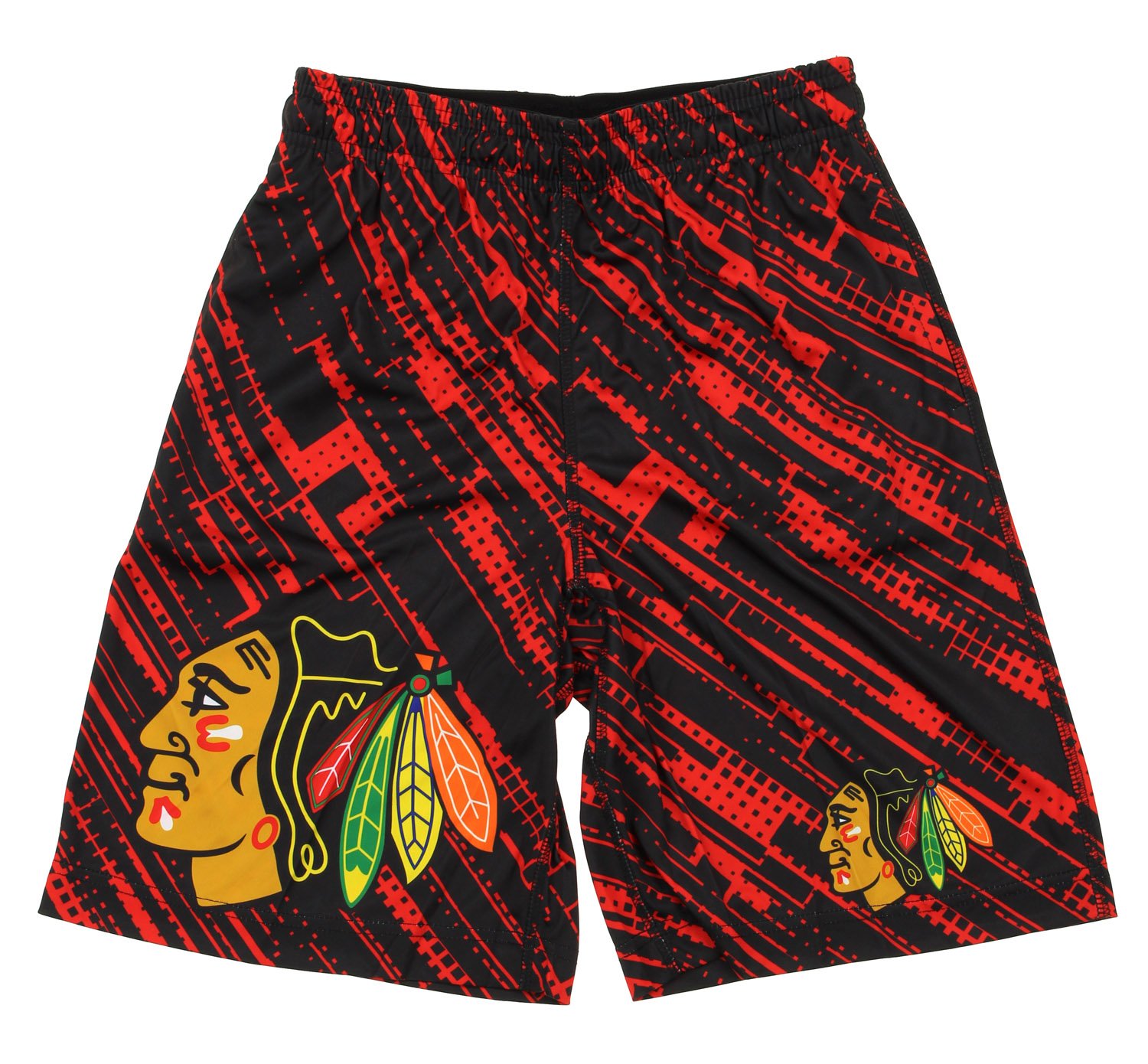 Klew NHL Big Boys Youth Boys Game Day Shorts, Various Teams (Chicago Blackhawks, Large (14-16))