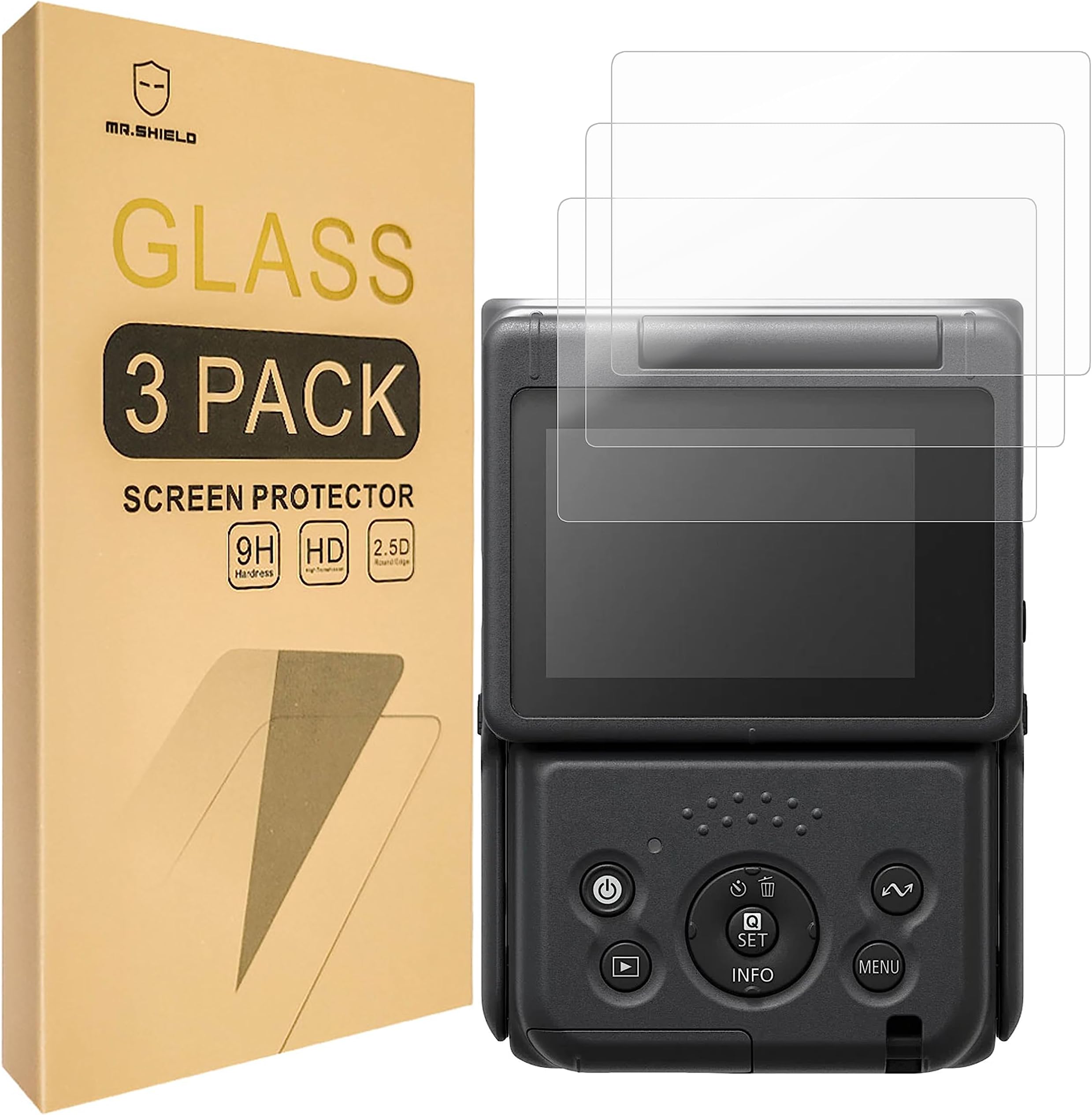 Mr.Shield [3-Pack] Screen Protector For Canon PowerShot V10 Camera [Tempered Glass] [Japan Glass with 9H Hardness] Screen Protector
