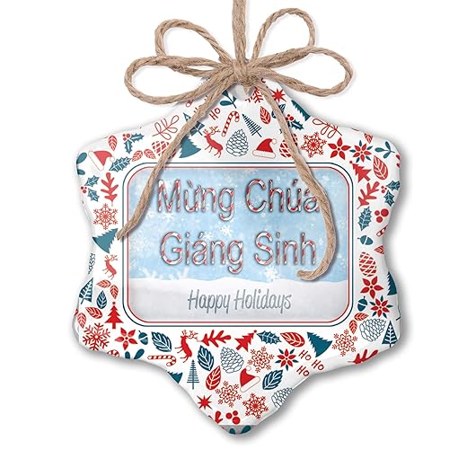 NEONBLOND Christmas Ornament Merry Christmas in Vietnamese from Vietnam Red White Blue Xmas