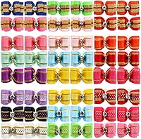 Vista 10 de YOY 50 unidades/25 pares de adorables lazos de grogrén para el pelo de perro con bandas de goma, accesorios para el pelo de cachorro, gato, gatito