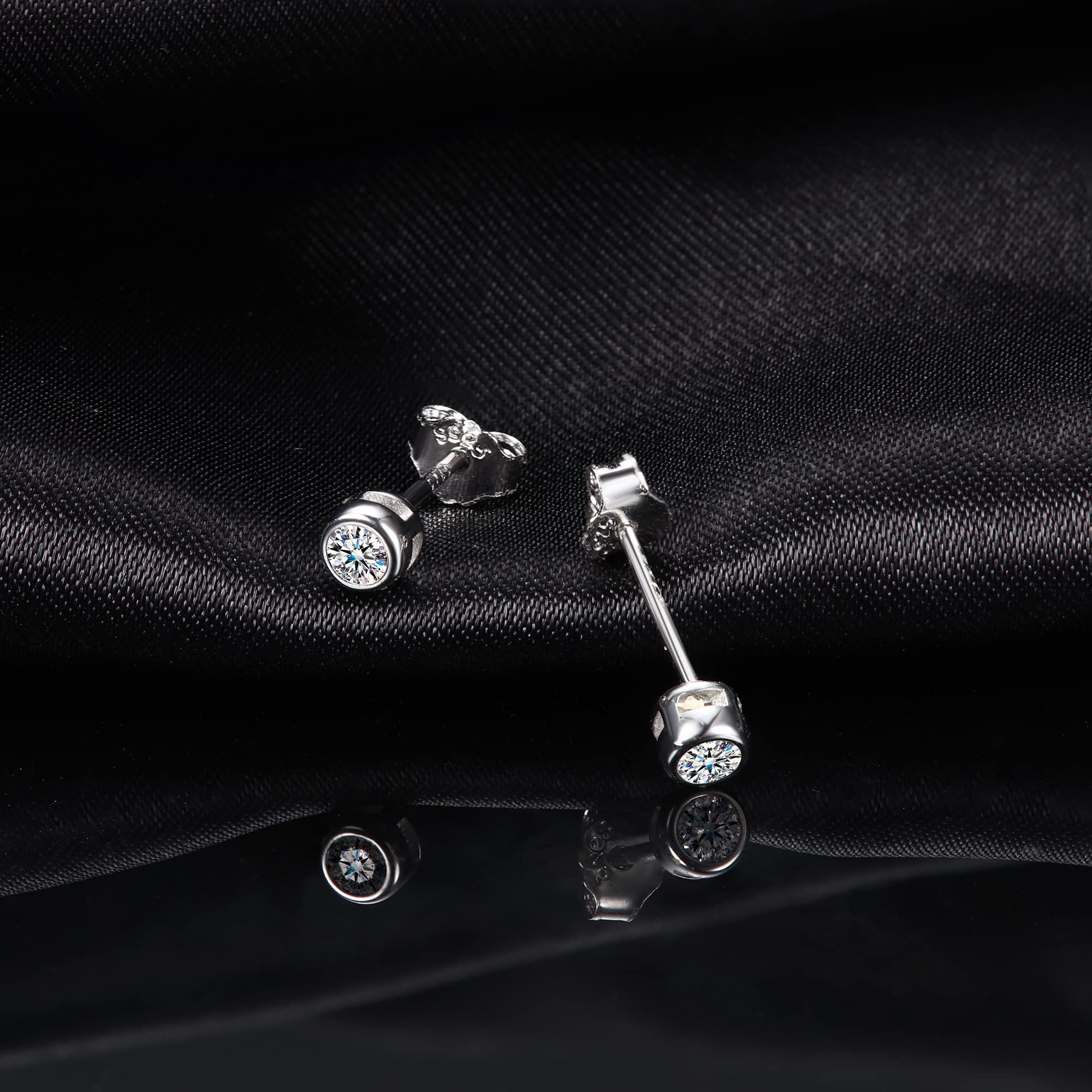Moissanite Ohrstecker Sterling Silber 3 mm 0,1 Karat D Farbe VVS1 Klarheit Runder Schliff 18K Weißgold Vergoldet