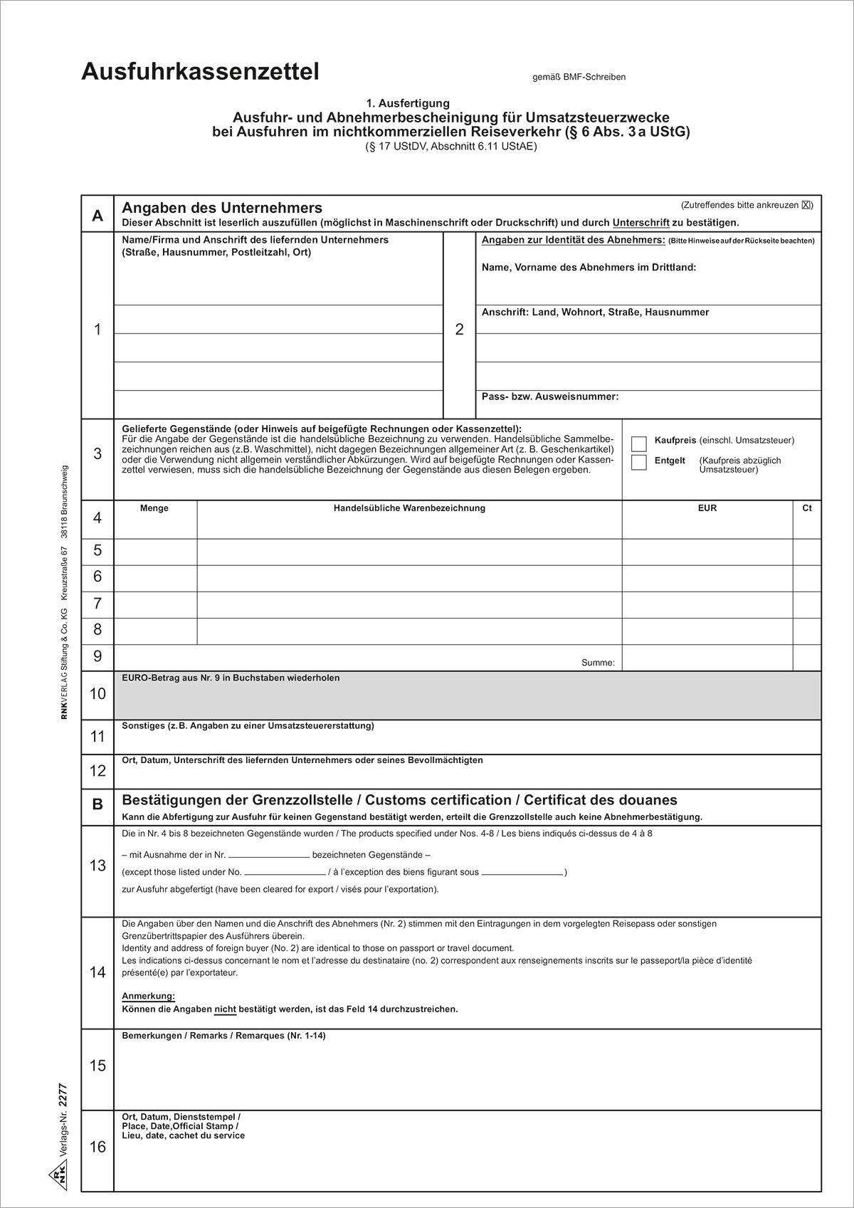 Caisse à notes DIN A4 avec feuillets autocopiants RNK Verlag - 2