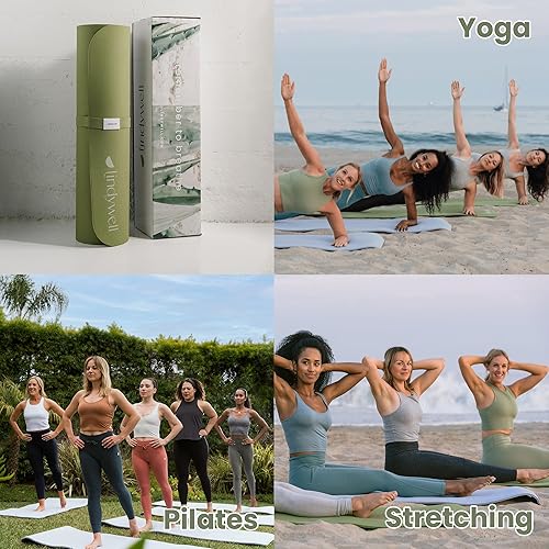 Miniatura 5 de Lindywell Alfombrilla de pilates nuestra esterilla de yoga antideslizante es de 0.394 in de grosor, 6 pies de largo y 26 pulgadas de ancho, lo que