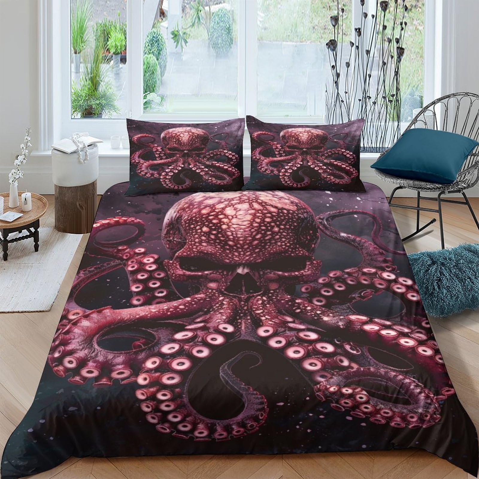 VesFy Artistic Octopus for Boys Girls 3D Printed Animal Duvet Cover Comforter Covers Quilt Cover with Pillow Cases with Zipper Closure Bedding Set Soft Microfiber 3 Pieces King（220x240cm）