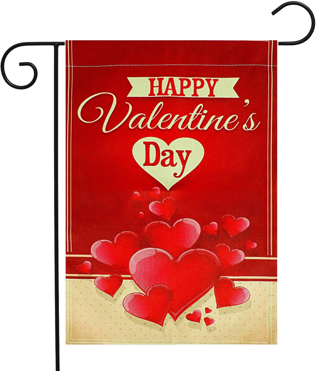 KissDate Double Sided Happy Valentine's Day Garden Flag, Perfect for Indoor Outdoor Garden Yard Decoration (12" x 18")