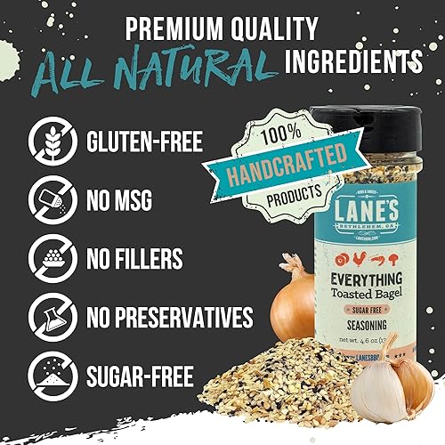 Miniatura 4 de Lane's Everything Bagel - Mezcla de condimentos para bagel, 4.6 onzas, sin azúcar, sin gluten, mezcla de especias para un sabor tostado audaz. Todos