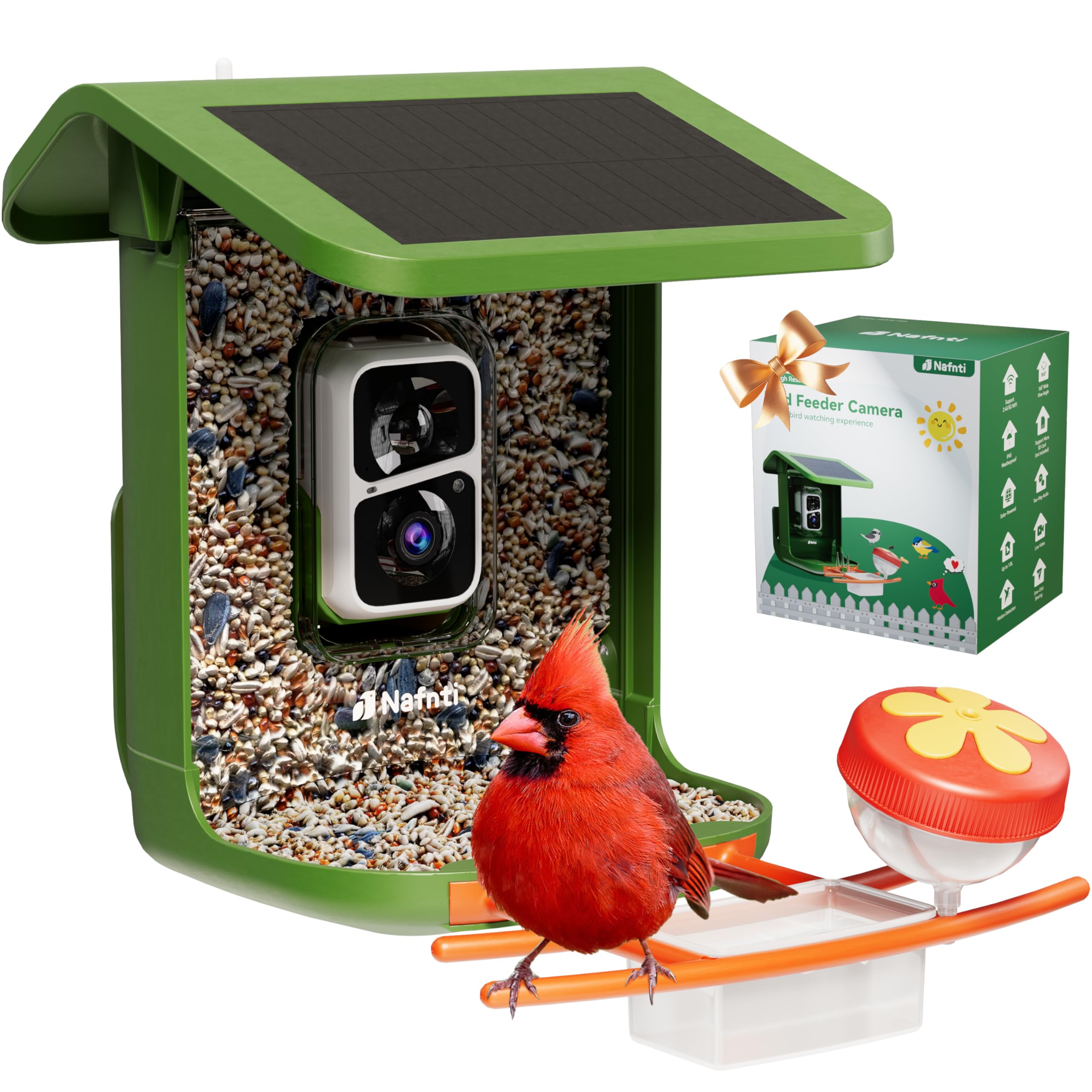 Nafnti Bird Feeder with Camera Solar Powered