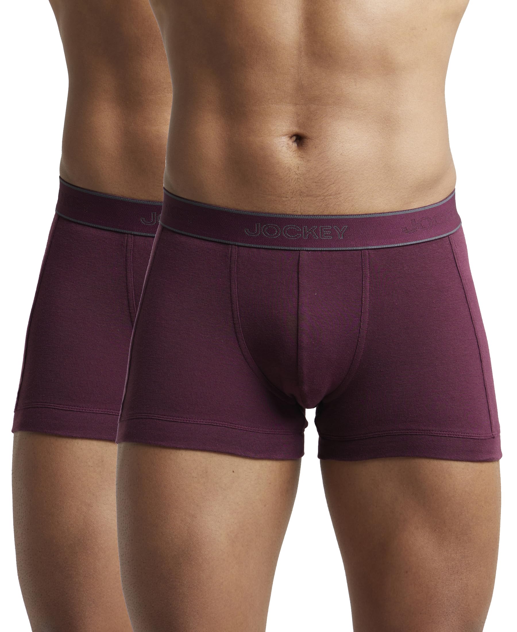 jockey Men's Super Combed Cotton Rib Solid Trunk with Stay Fresh Properties (Pack of 2)_Style_1015_Wine Tasting_M-picture-12