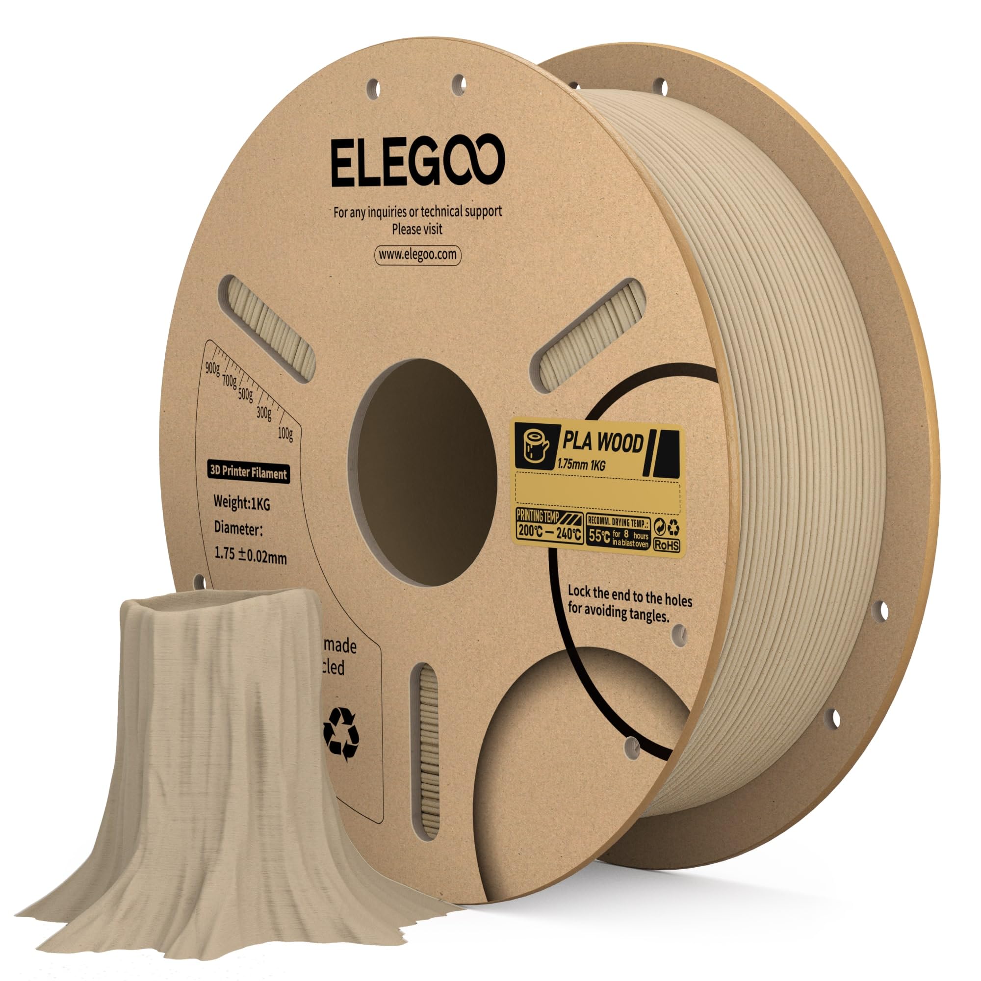 ELEGOO PLA Filament 1.75mm Black - 1KG -21 ELEGOO PLA Filament 1.75mm Black - 1KG -21