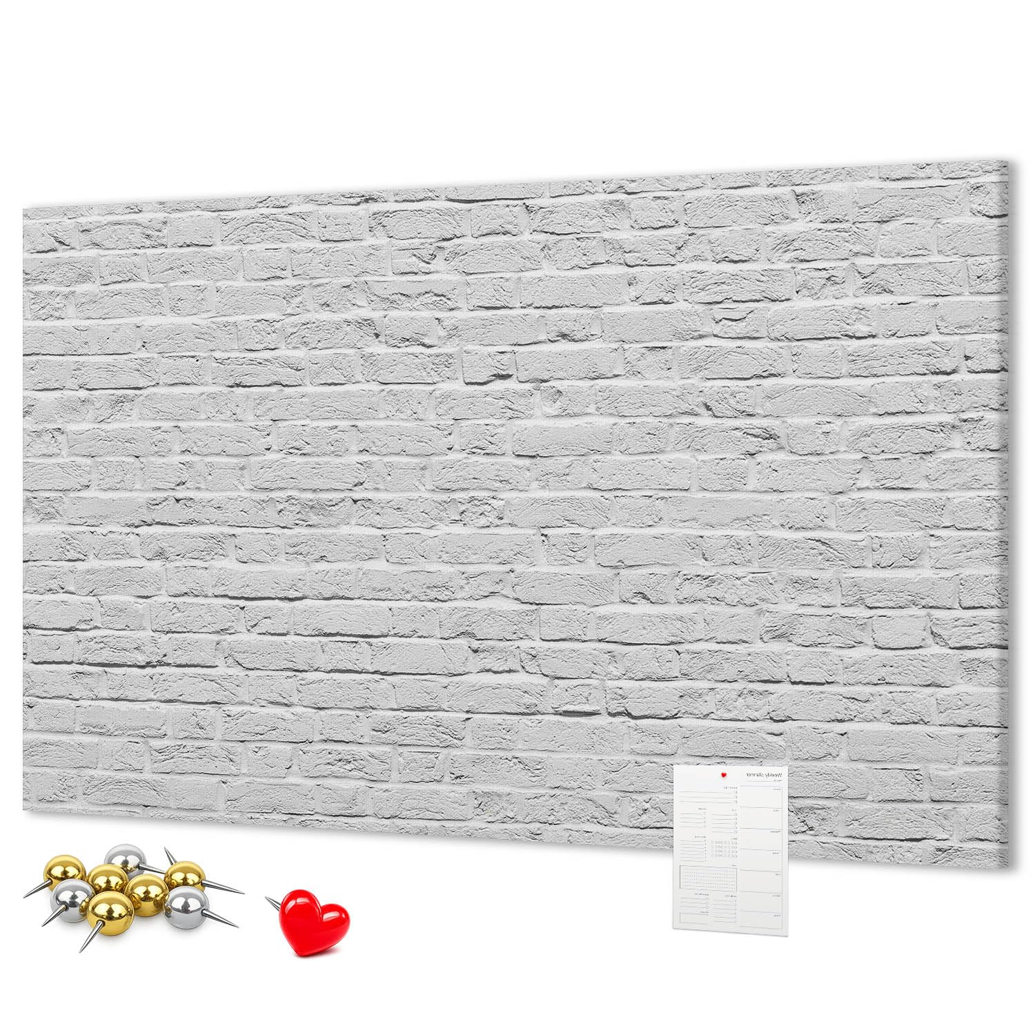 Pizarra de corcho para pared 140x100 cm | Muro de ladrillo