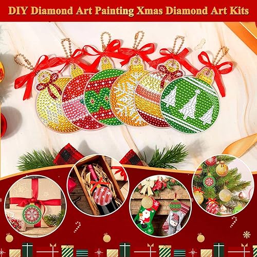 Miniatura 6 de Billbotk 24 piezas de adornos de pintura artística de diamantes para el día de San Valentín, llaveros de arte de diamantes de doble cara, adornos de