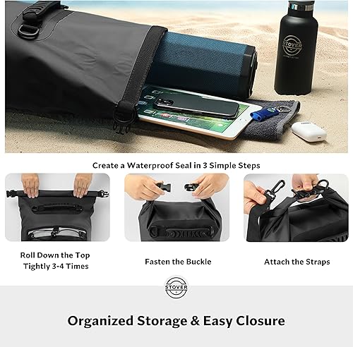 Miniatura 5 de STOVER 5/10/25/30/40/55L Waterproof Dry Bag- Roll-Top Backpack w/Phone Case- Kayaking, Hiking, Camping, Boating- Men/Women