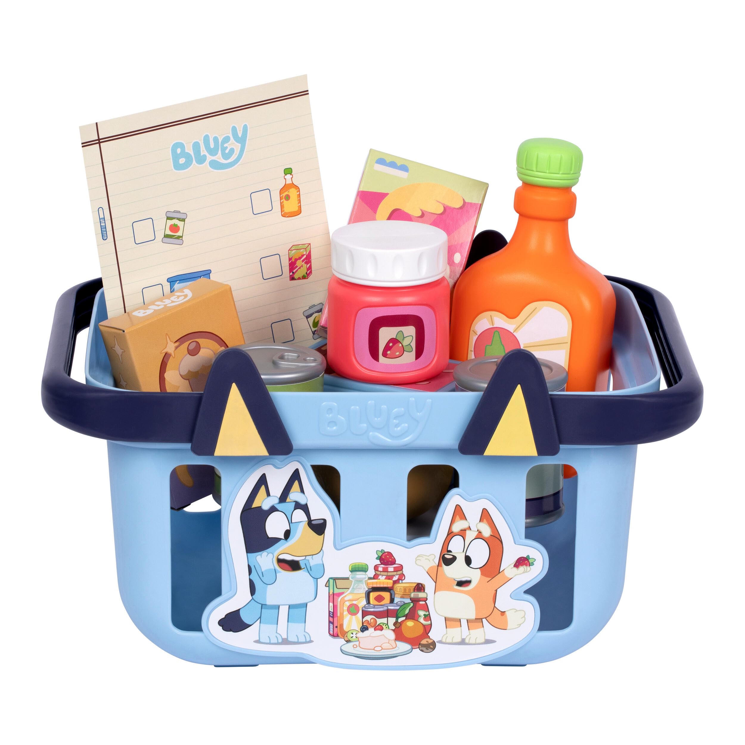 Bluey Shopping Basket, 9 Grocery Accessories, Toddler Pretend Play