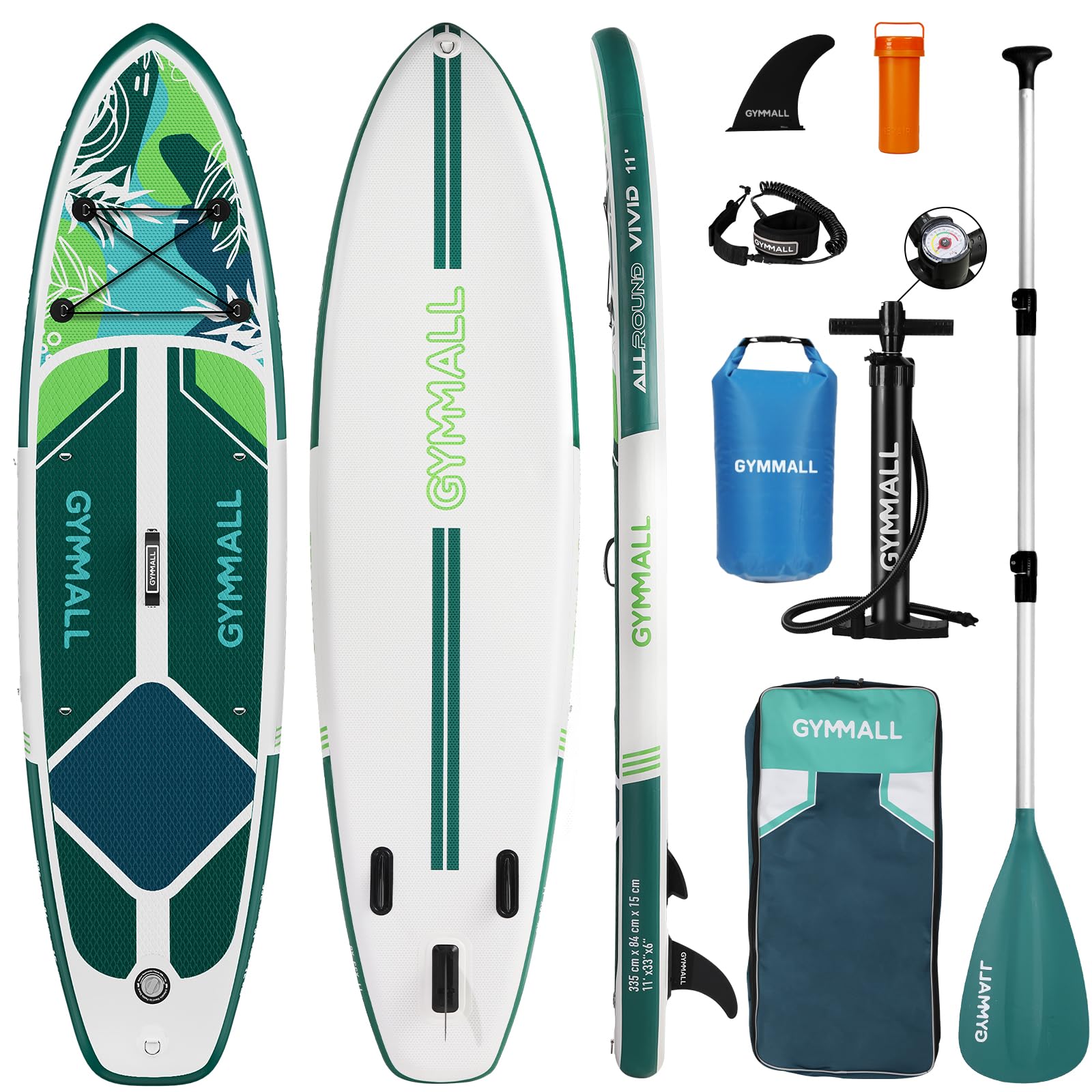 GYMMALL Paddle Board, Inflatable Stand Up Paddleboard for Adults & Youths, 11’ Paddle Boards with Premium Sup Accessories, Storage Backpack, Adjustable Paddle & Pump for All Skill Levels