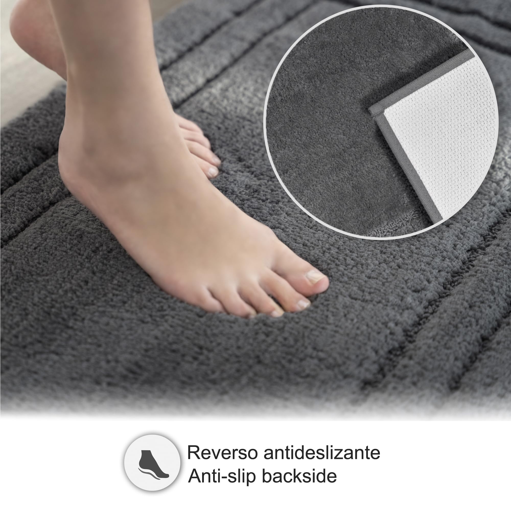 Decomira Alfombra de Baño Antideslizante | Alfombrilla súper Absorbente y Lavable a máquina | para el baño, la Ducha, la bañera o como Alfombra WC | Antracita - 50x150 cm