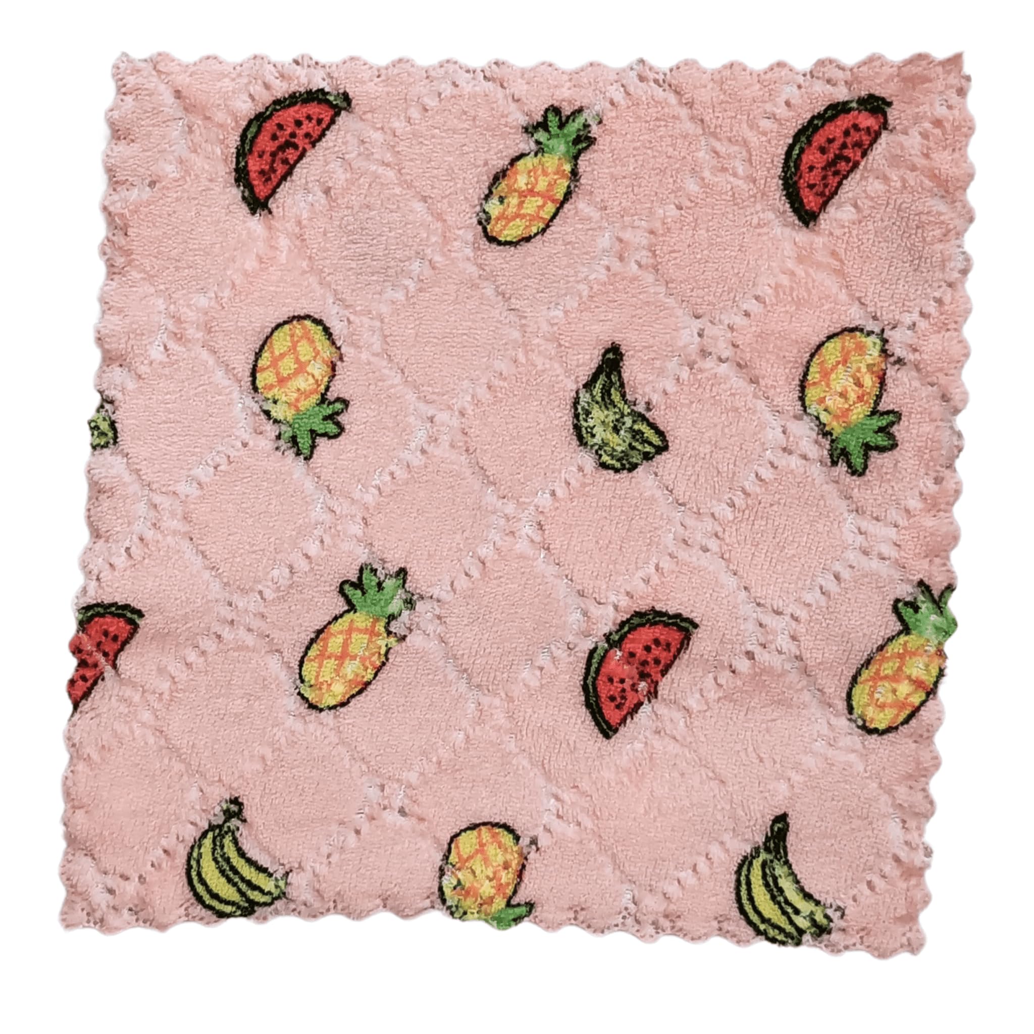 Microfiber Face Towel Handkerchief Rumal 400GSM Extra Soft and Super Absorbent fruit Printed Face Towels for girls Women's, Kids and Newborn Babies Set of 12 Multicolor-image-46
