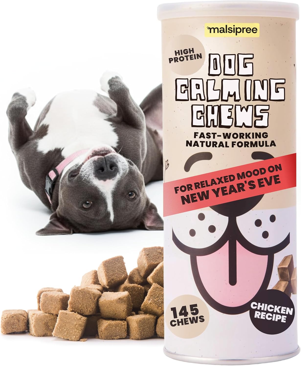 MalsiPree Chicken Calming Chews for Dogs – 145 Count, Mood Support