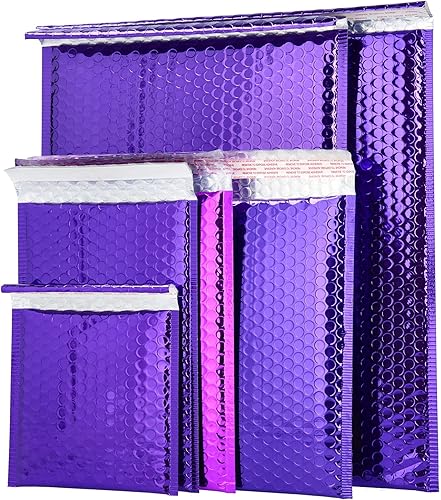 Miniatura 7 de PSBM - Sobres de burbujas rojas, 7.5 x 11 pulgadas, paquete de 250 unidades, metálico brillante, sobre acolchado de envío glamoroso, autosellado y