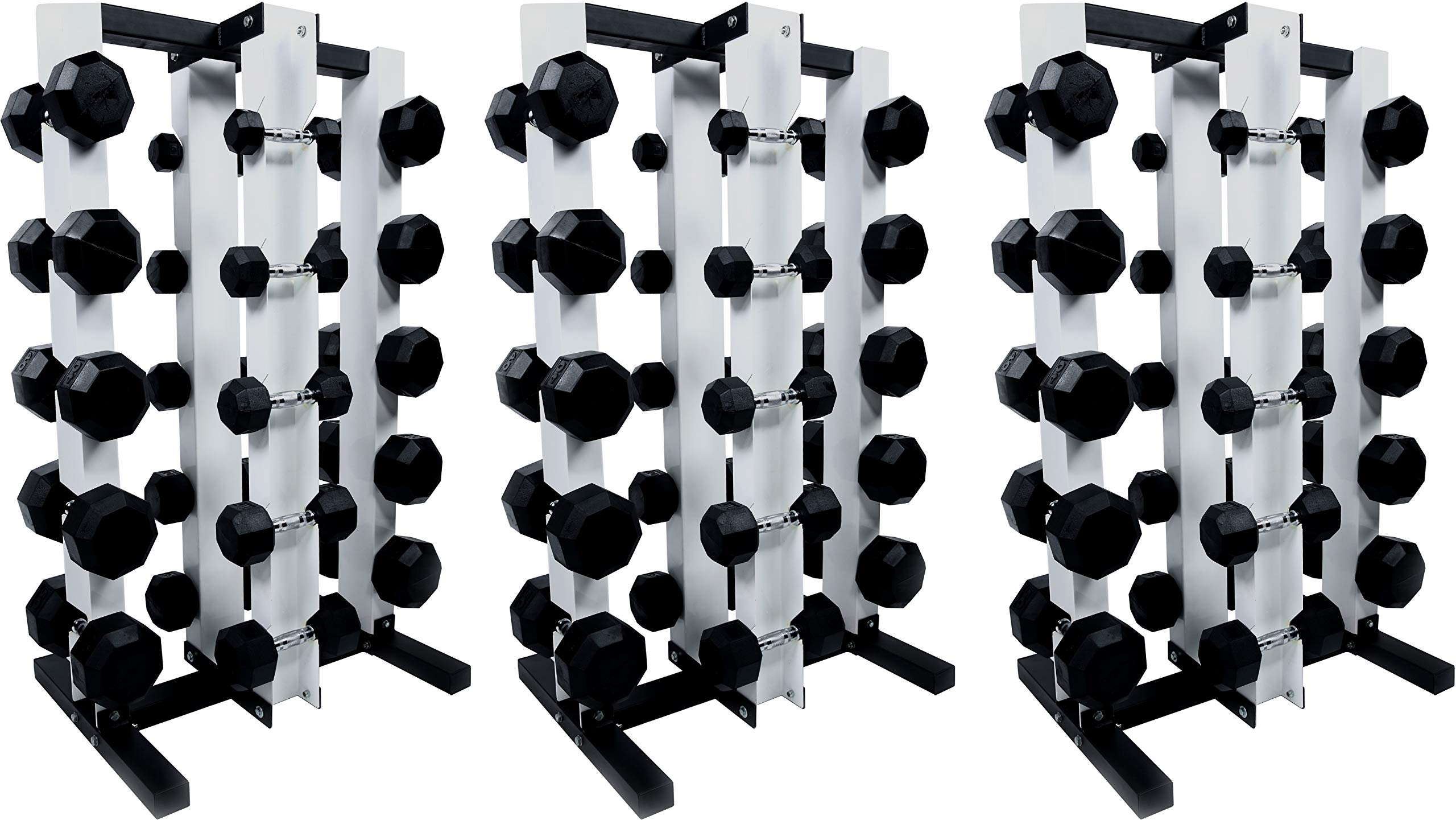 Ader Black Octagon Rubber Dumbbell Set with Rack