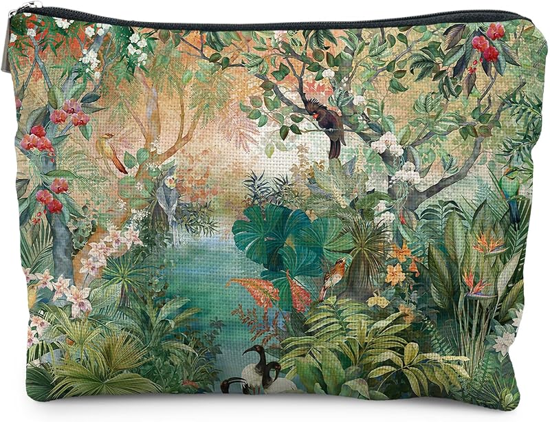 Necessaire de maquiagem Elpwk com estampa floral Vintage Floral Coastal-forest e zíper