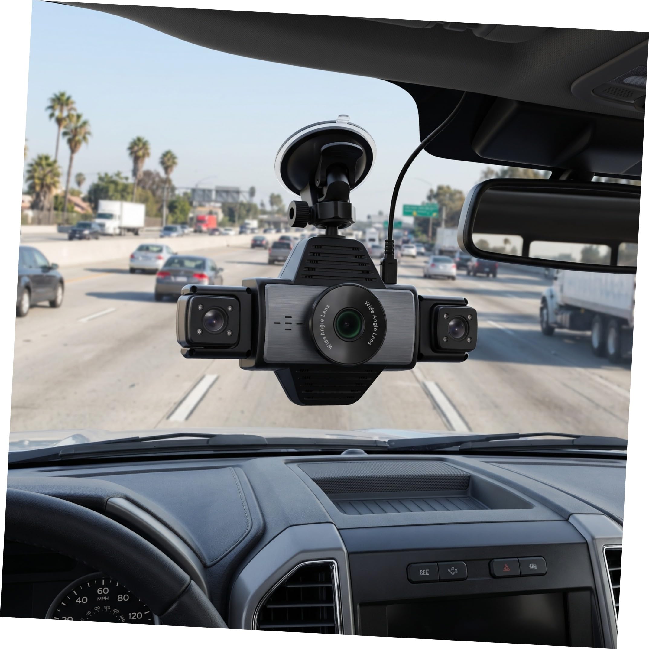 POPETPOP Videoregistratore Auto a Cinque Vie con Wifi e Visione Notturna | Copertura Completa a Grande Angolo, Resiste a Temperature Estreme, per Auto, Viaggio su Strada, Nero Abs