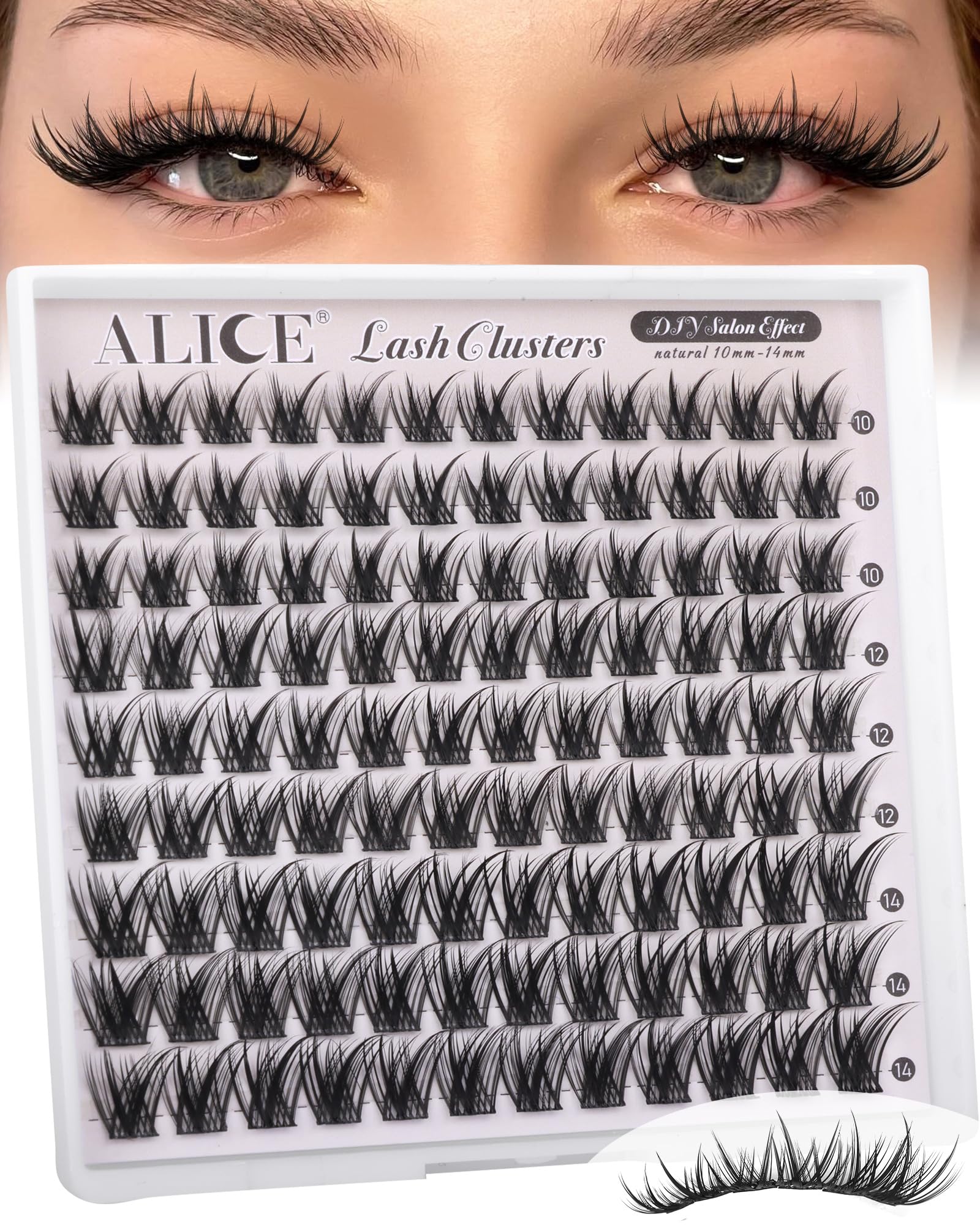 Photo 1 of ALICE Lash Clusters Wispy Natural Eyelash Extensions Short 10-14mm Eyelash Clusters Volume Lash Extensions Thin Band DIY Individual Lashes