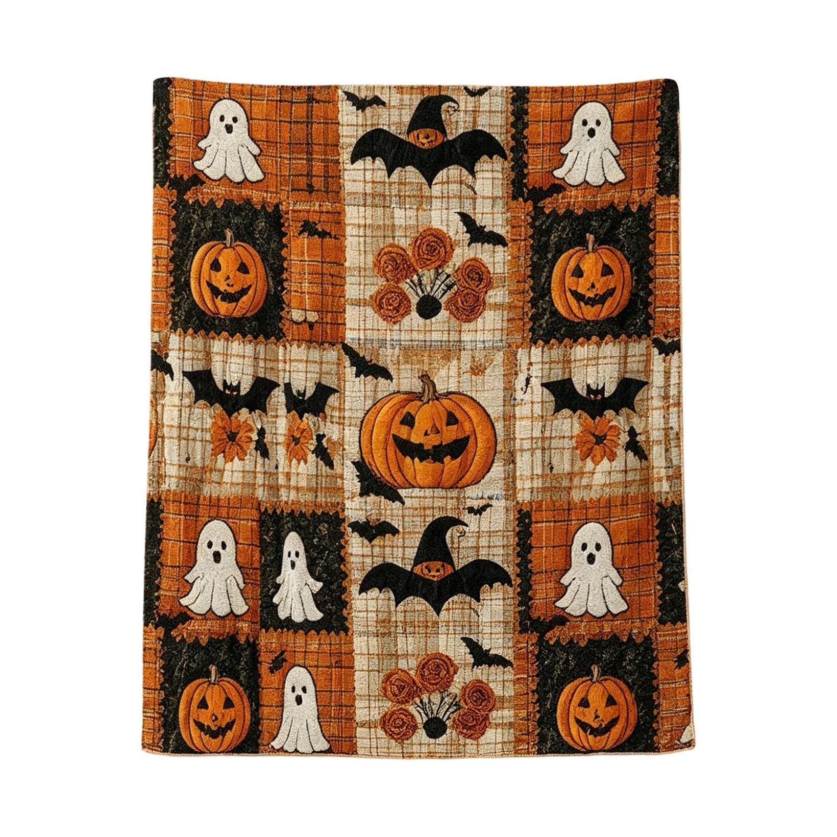 Manta polar de Halloween y calabazas de poliéster reversible para sofá y cama todo el año
