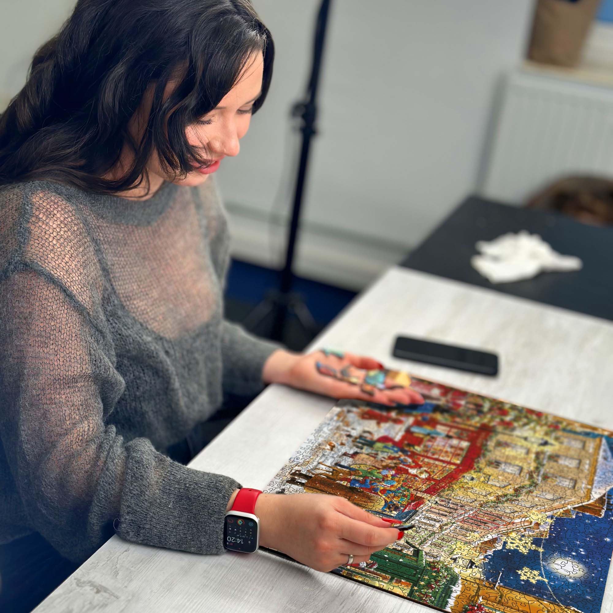 WOODEN.CITY Holzpuzzle 1000+10 Teile - Fortgeschrittene Weihnachtsabend Holzpuzzle für Erwachsene - Retro Nostalgie Holzpuzzles mit einzigartigen Weihnachtsstücken & ausgefallenen Formen - Großes