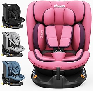 i-Size Kindersitz 40–150 cm (0–12 Jahre) | ECE R129/04 | 360° drehbar | mit Isofix & Top Tether | Gruppe 0+/1/2/3 | 5-Punkt-Gurt | verst. Kopfstütze | Autokindersitz Kinderautositz, Pink
