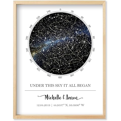 Custom Star Map - Personalized (Multiple Sizes - Unframed Print, Star Constellation Wall Art, Great Gift - Special Occasion, Engagement, Wedding, Birthday, Anniversary)