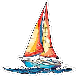 Sailing Sport Sticker 4 Inch Sail Yacht Boat Regatta - Waterproof Vinyl Decal for Laptop Water Bottle Car Tumbler - Durable Aesthetic Long-Lasting Stickers for Adults ID44990
