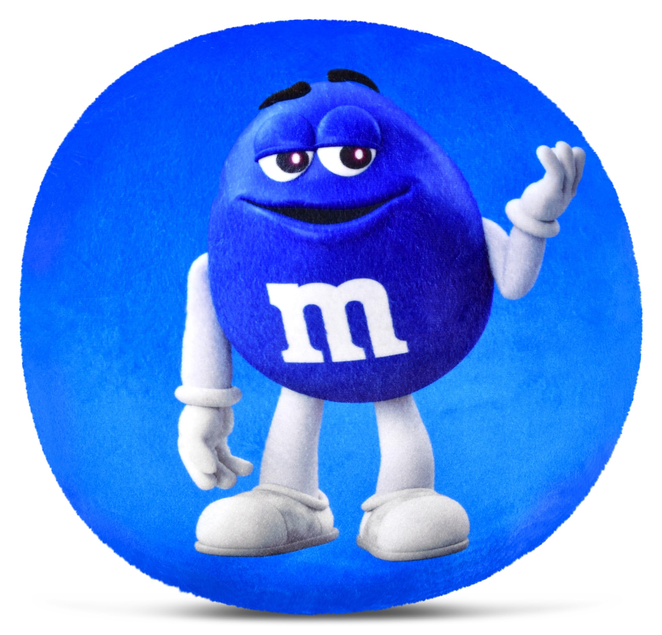iscream M&M's 10.75" Mini Round Plush Fleece Double Sided Pillow, Blue