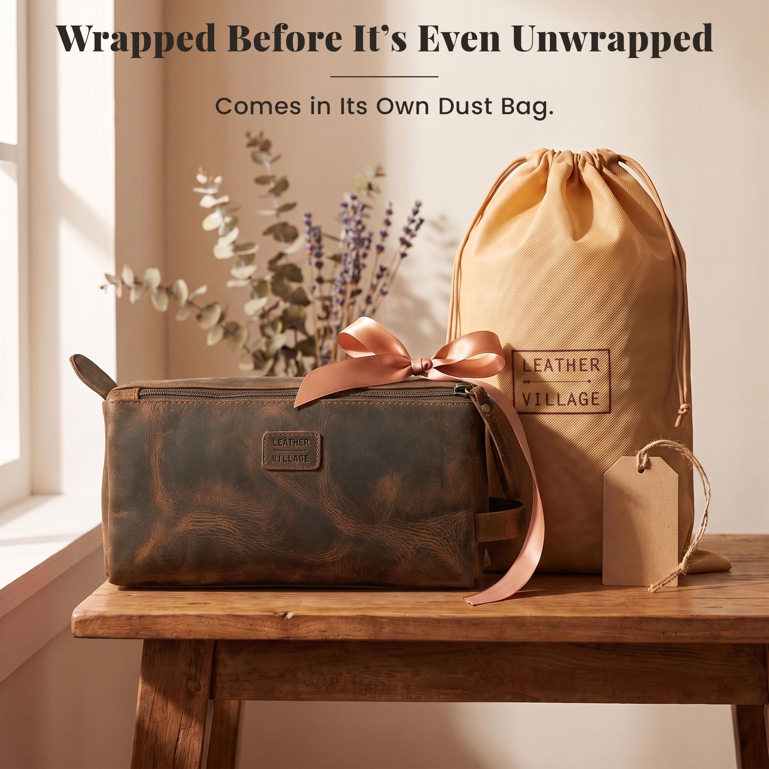 LEATHER VILLAGE Dopp Kit-2, Marrón rústico, 10"X5", Neceser de viaje