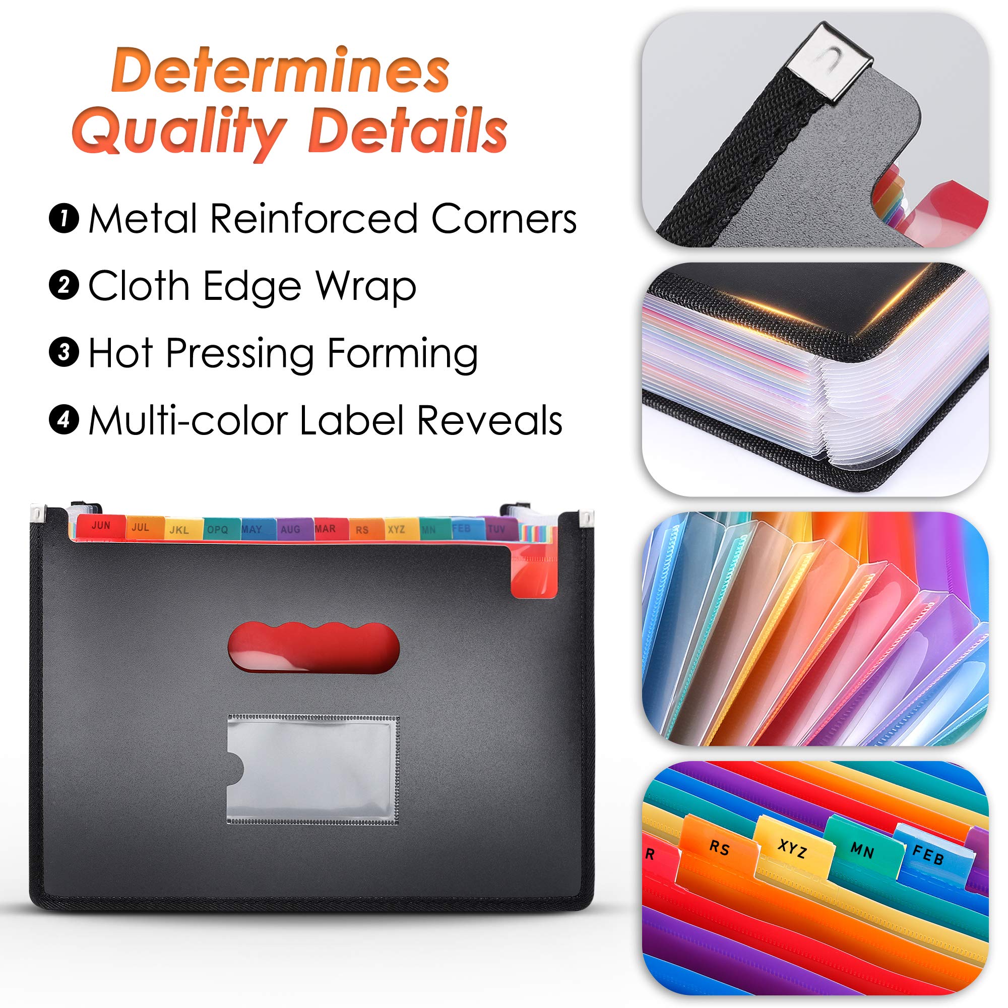 Buy 24 Pockets Accordian File Organizer with Labels,Thick Expanding