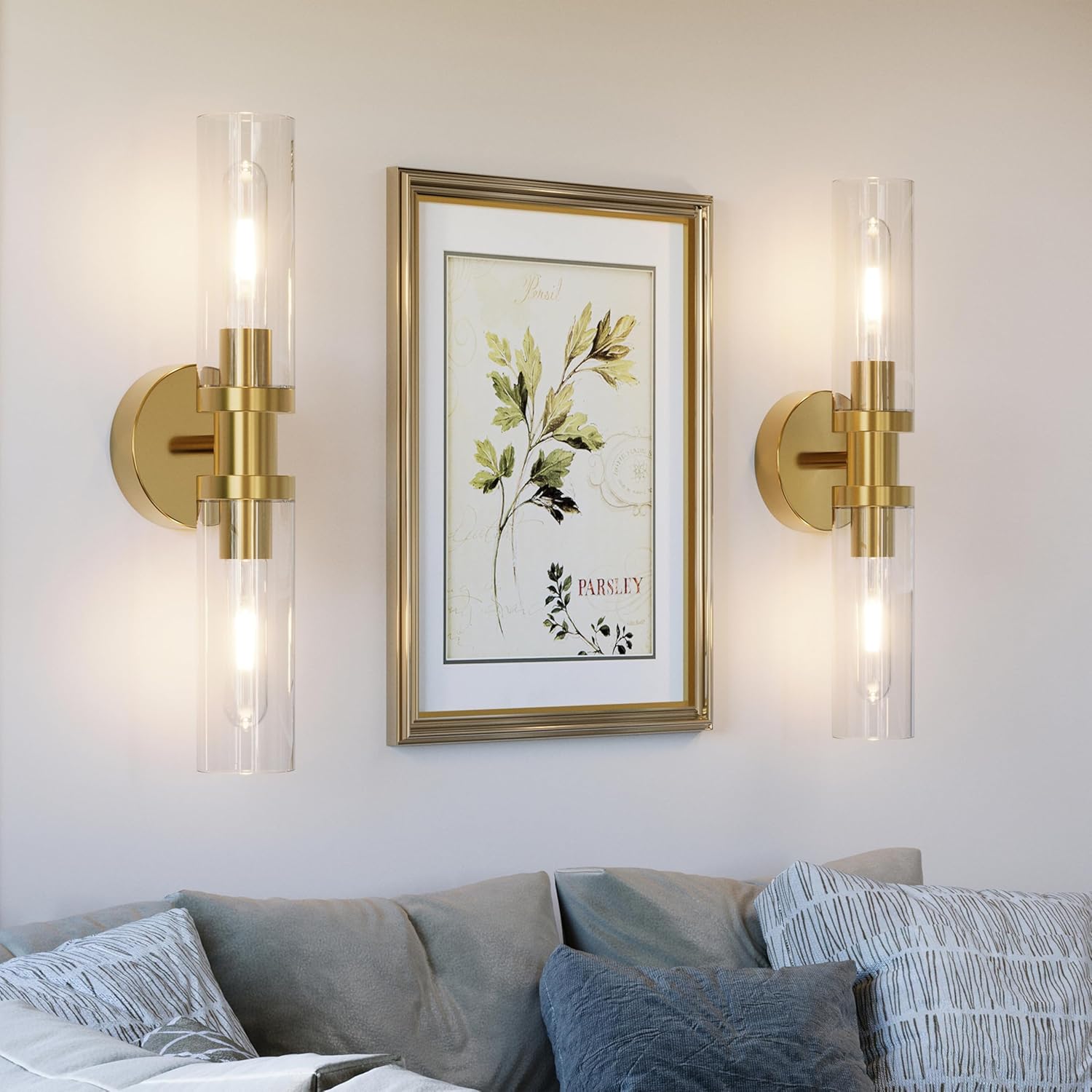 Rechargeable Battery Wall Sconce Set of Two, Wireless, Dimmable, Timer, Remote, Touch Control, 3000K, USB-C Charging for Living Room, Bedroom Gold (Include 4 Special Bulbs)