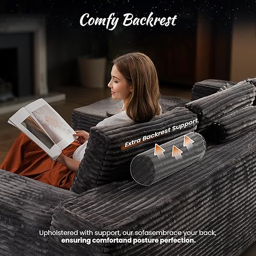 Miniatura 7 de ovios Sofá modular de nube para sala de estar, sofá modular sin hueso con piel de felpa, no requiere montaje, cómodo juego de sofás con espuma