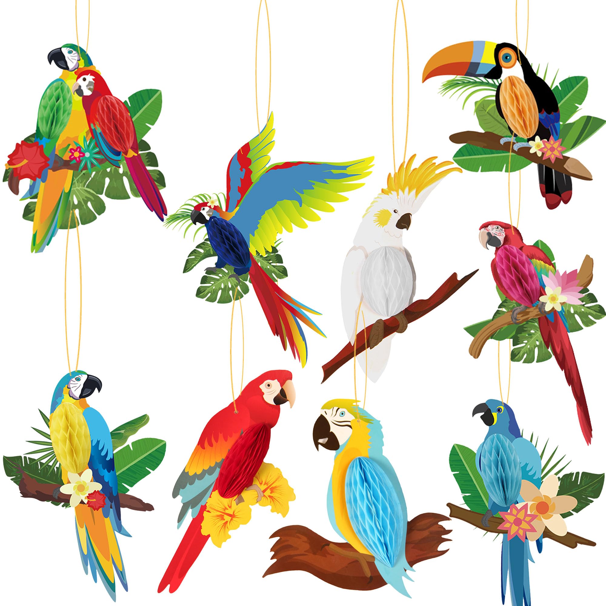DUGYIRS 12 Stuks Tropische Vogels Honingraat Papier Uitsparingen Papegaai Honingraat Tiki Bar Hawaiiaans Zomer Strand Luau Feestje Hangende Decoraties voor Thuis Kinderen Verjaardag Buite DUGYIRS 12 Stuks Tropische Vogels Honingraat Papier Uitsparingen Papegaai Honingraat Tiki Bar Hawaiiaans Zomer Strand Luau Feestje Hangende Decoraties voor Thuis Kinderen Verjaardag Buite