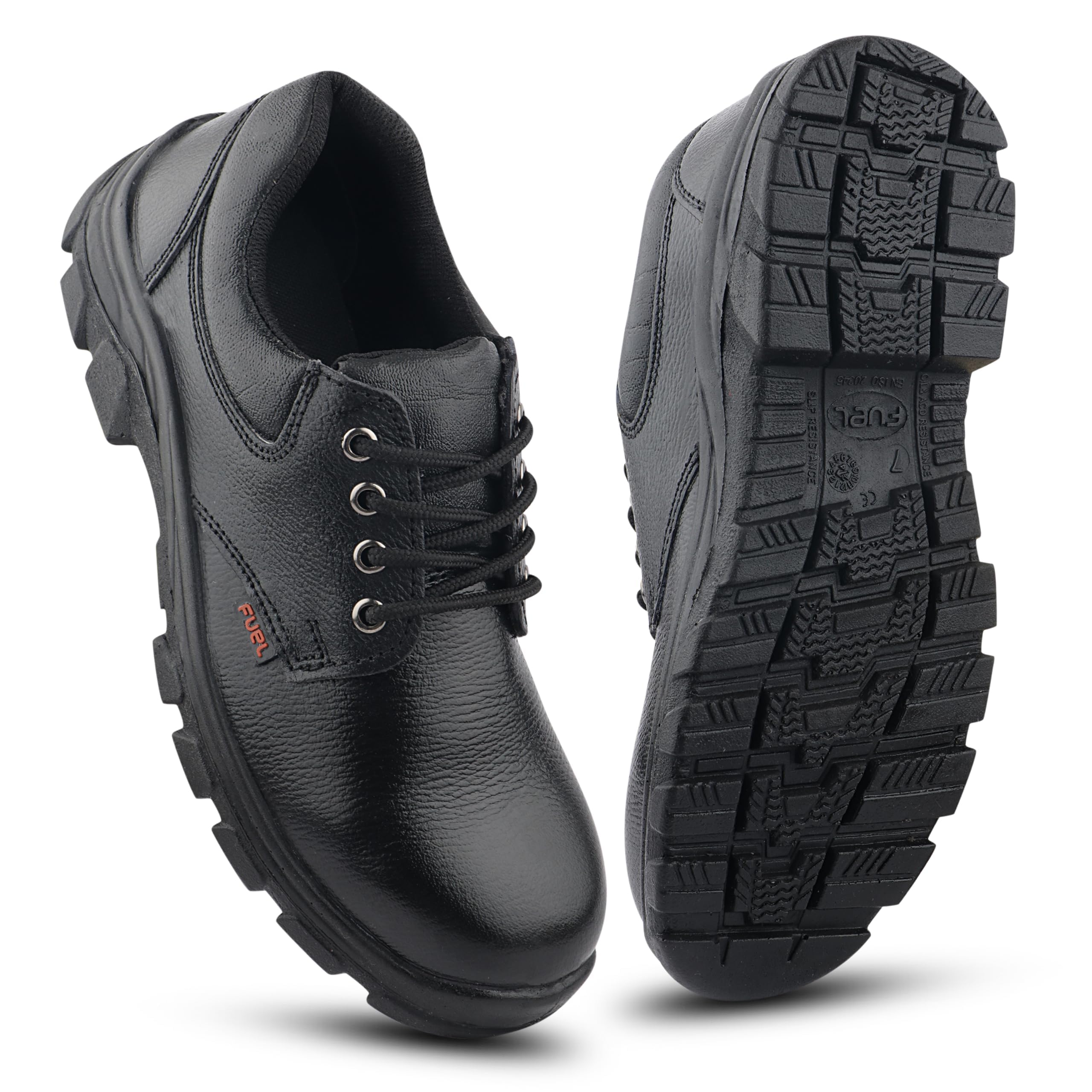 FUEL Spear-SD Genuine Leather Safety Shoes for Men Industrial PU Single Density Sole, Steel Toe, Energy Absorption Shoe (Size-11 UK/India) Black (B0CZXXYV29) Amazon Price History, Amazon Price Tracker