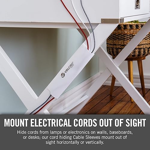 Miniatura 9 de VELCRO Brand Fundas para cables. Organiza cables desordenados en el escritorio, detrás de la TV o la consola de juegos. 16 pulgadas (2 x 8 pulgadas)