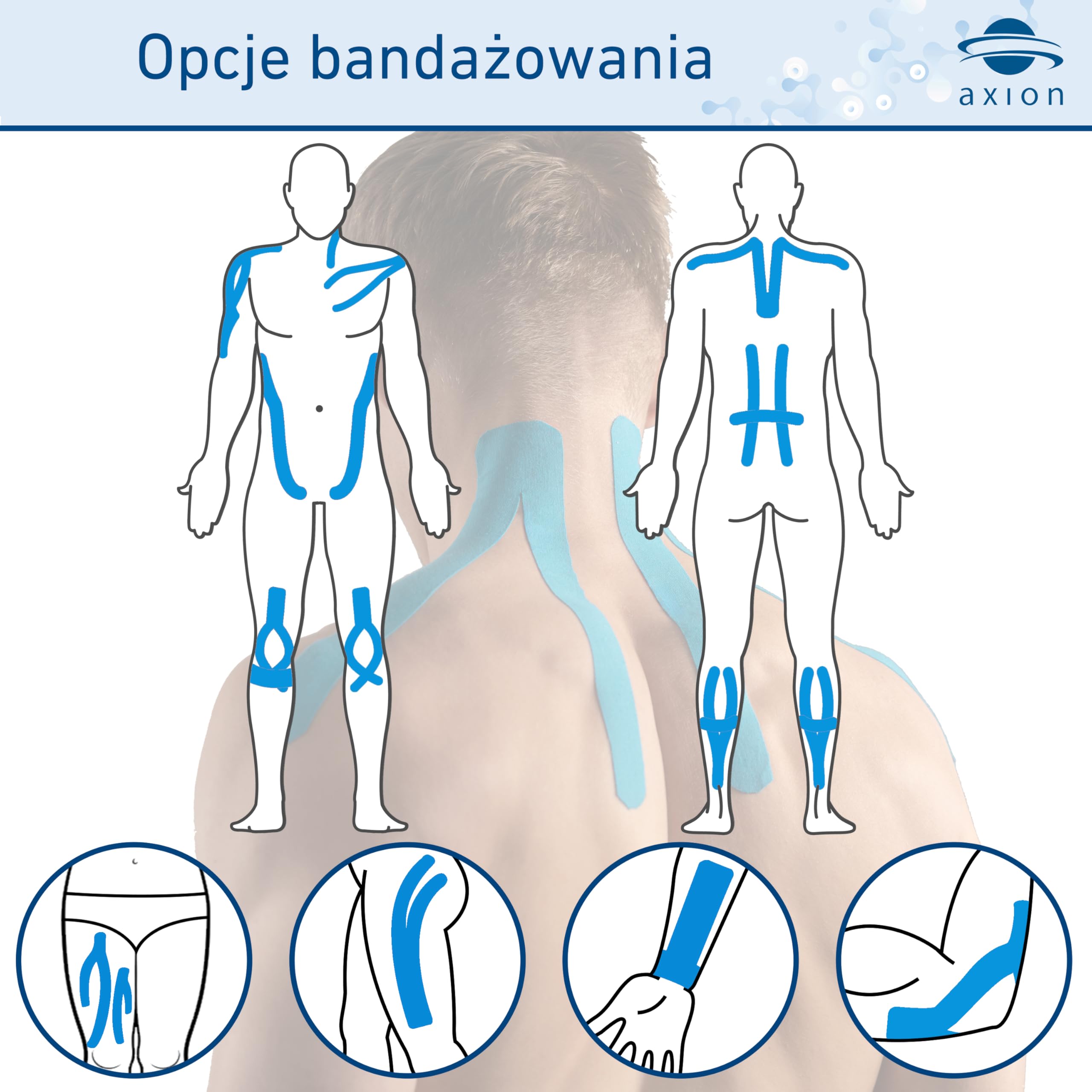 Taśmy do kinesiotapingu tejpy plastry kinezjologiczne tape- na mięśnie, plecy, kolano- niebieskie, 5m x 5cm
