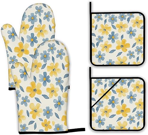 Miniatura 13 de Juego de guantes retro para horno y soportes para ollas, guantes de horno de cocina de cereza y soporte para ollas con resistente al calor, Cereza