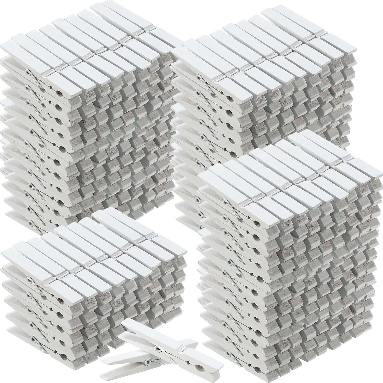 Marsui 200 Pcs Large Clothes Pins Wooden Clothespins 4 Inch Wood Clothes Pins Heavy Duty Outdoor for Outside Hanging Clothes Laundry DIY Craft Pictures Photos (White)