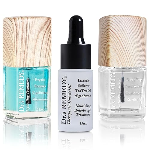 Dr's Remedy - Kit de tratamiento de esmalte de uñas, paquete de 3 unidades, tratamiento de remedio restaurador, fortalecedor de uñas enriquecido