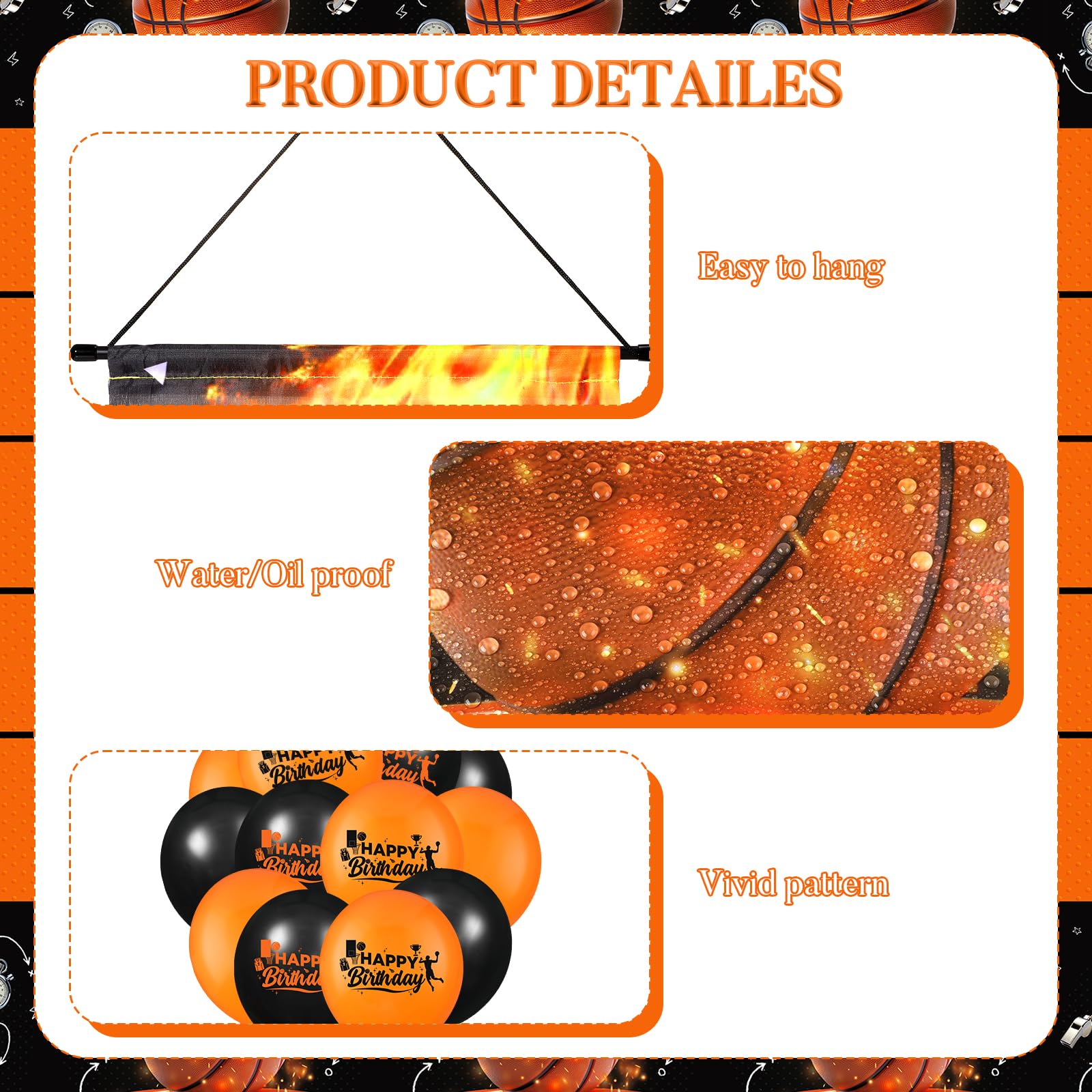 28-Piece Basketball Birthday Party Decorations - Banner, Backdrop, Tablecloth & Balloons Set