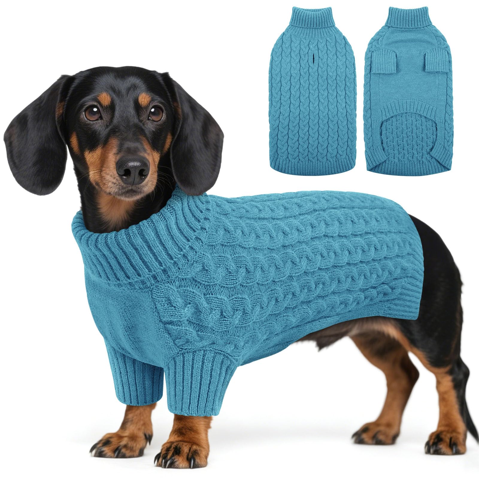 ASENKU Turtleneck Dog Jumper L, Winter Knit Sweater for Medium-Large Dogs